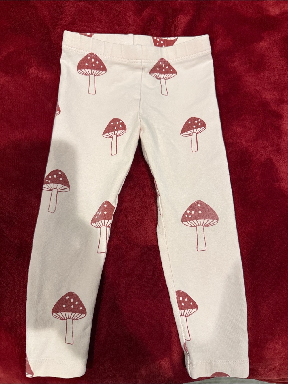 Tea Collection Cream Leggings with Dusty Pink Mushroom Print